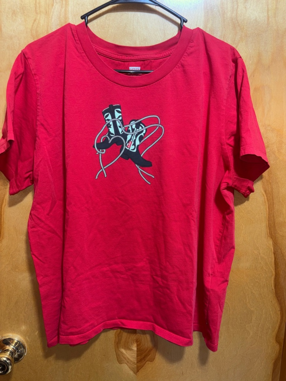 Levi's Red Short-Sleeve Tee with Cowboy Boot Graphic
